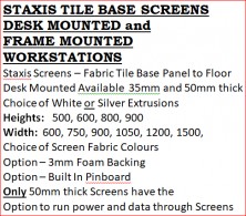 Staxis 35mm Or 50mm Desk Mounted Screens And Frame Mounted Screens